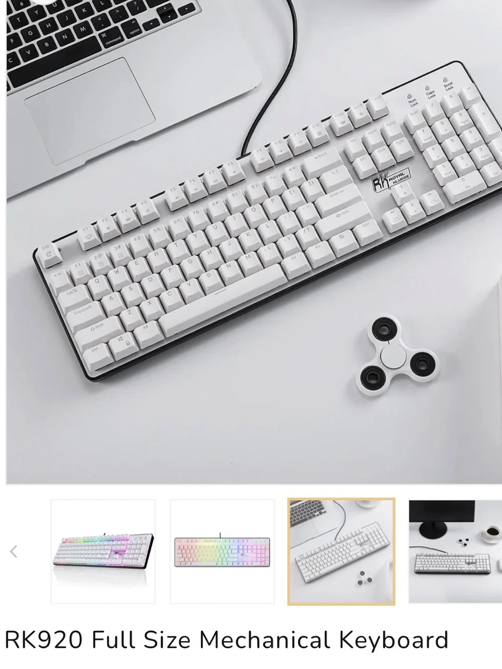 Full-Size White Mechanical Keyboard with RGB Backlight Royal Kludge